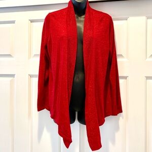 Easywear by Chicos red shimmer open drape cardigan, size 2 ( Large)